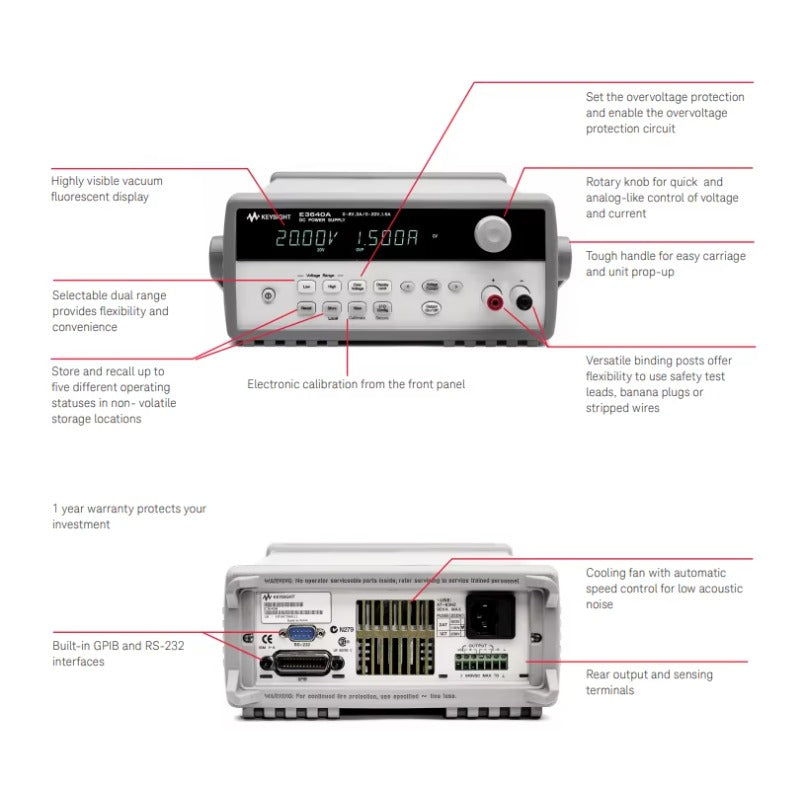 Keysight Technologies Series 28W Digital Bench Power Supply 0-60V 500mA 2-Output for Measuring & Analysing Instruments lexso