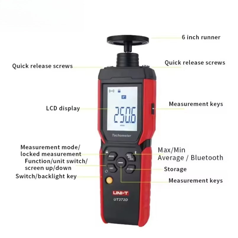 UNI-T UT372D Tachometer Laser Universal 2 in 1 Digital RPM Meter Contact & Non-contact Gauge Professional Rotational Speed Meter lexso