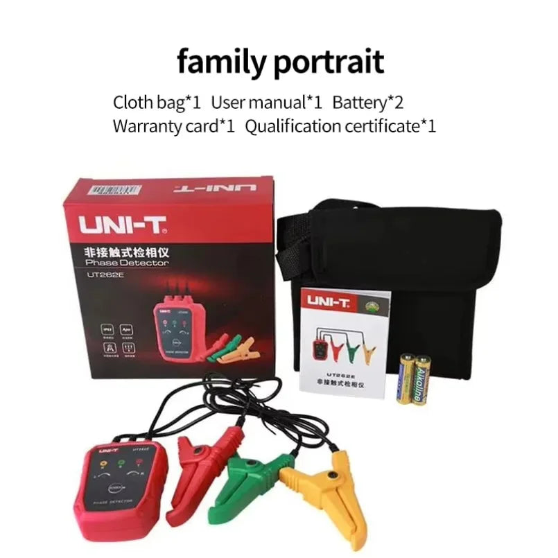 UNI-T Non-Contact Three Phase Detector UT262E Rotation Tester Phase Sequencer Breaker Finder 70V-1000V AC LED Buzzer Indication lexso