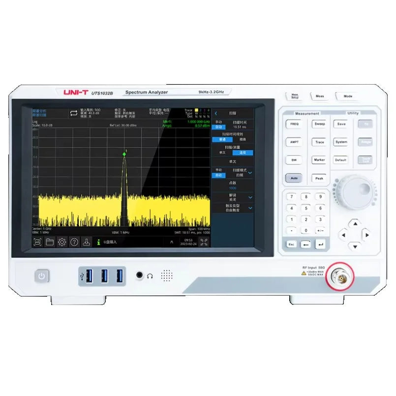 UNI-T UTS1032T Spectrum Analyzer 9 kHz - 3.2 GHz -98dBc/Hz RBW 1Hz-1MHz -161dBm 10.1 Inch Touch Screen with Tracking Source lexso