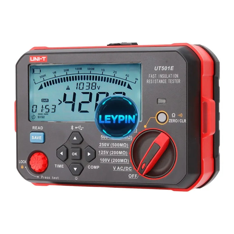 UNI-T UT501E Fast Insulation Tester 4Gohm 99 Groups IP54 PC Software CAT III 600V Lithium Battery 100V 125V 250V 500V   lexso