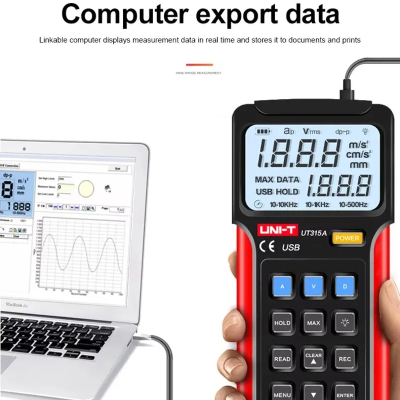 UNI-T UT315A RMS Tester Vibration Meter Industrial Digital Vibration Meter Device Probe Vibration Analyzer lexso