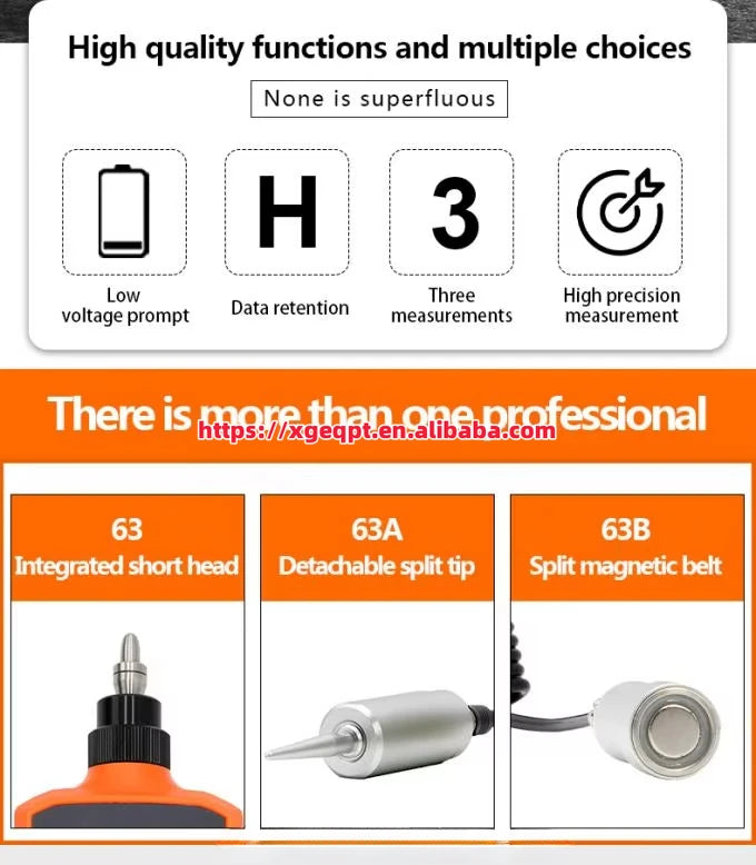VICTOR VC63B Mini Orange Digital Vibration Meter 1-1999um Displacement Velocity0.1-199.9mm/s RMS Vibrometer   ytdi