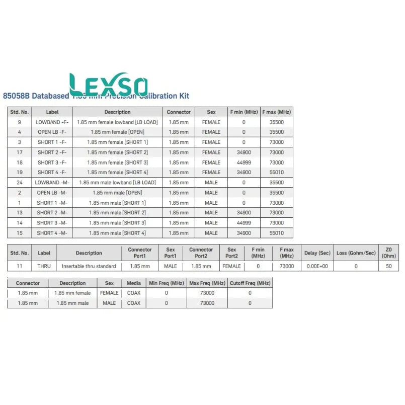 Keysight 85058b Electronic Measuring  Standard Mechanical Calibration Kit DC 67 GHz 1.85 mm Network Analyzers 26.5 GHz lexso