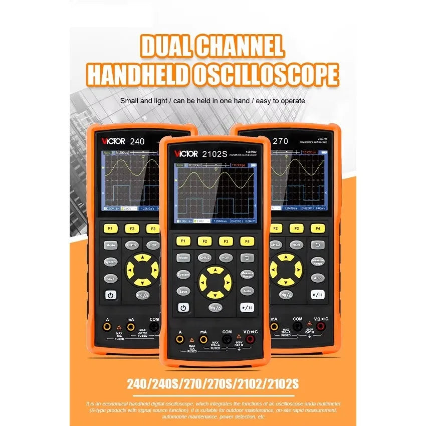 VICTOR 240S China Handheld Oscilloscope 2CH Channel 40MHz 125MSa/s Sampling Rate Dual-Channel Multimeter Storage signal Souce LS   ytdi
