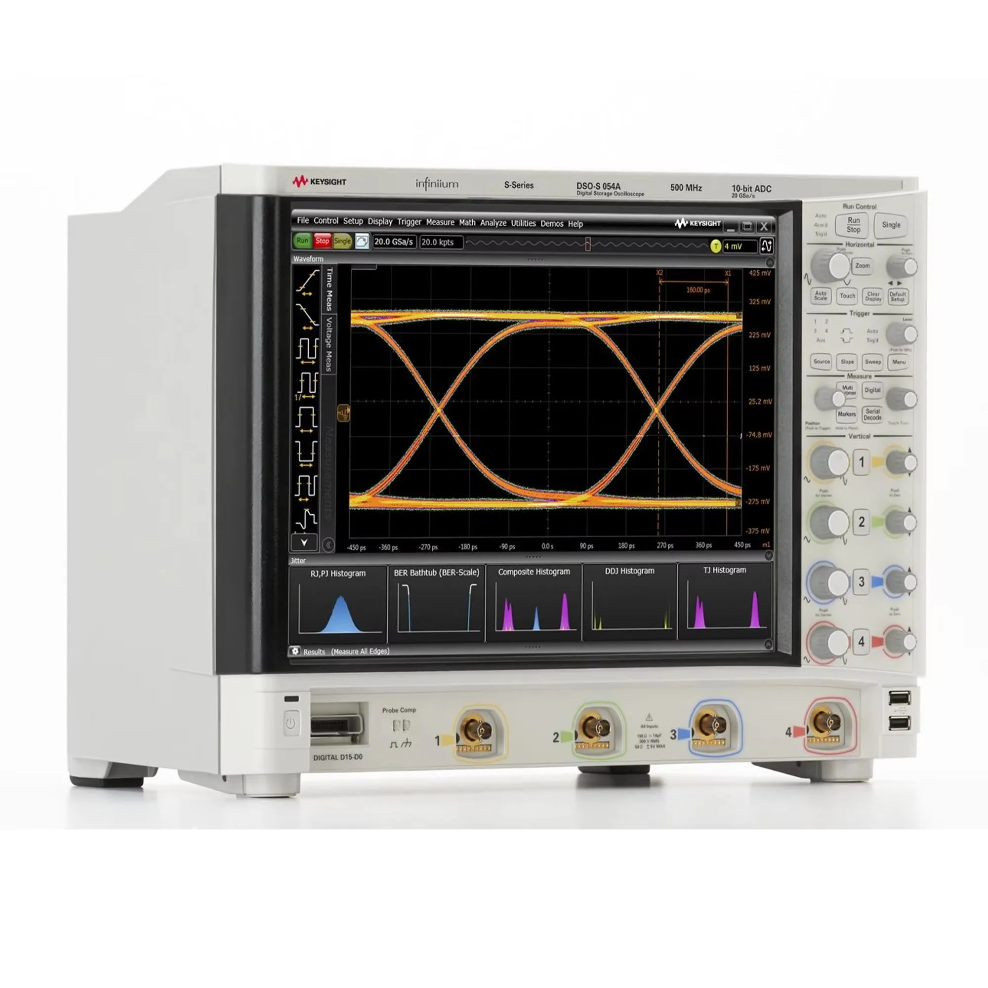 Keysight DSOS054A HD Oscilloscope: 500 MHz, 4 Analog Channels Maximum Memory Depth 8 Million Points Maximum Sampling Rate 20 GSa