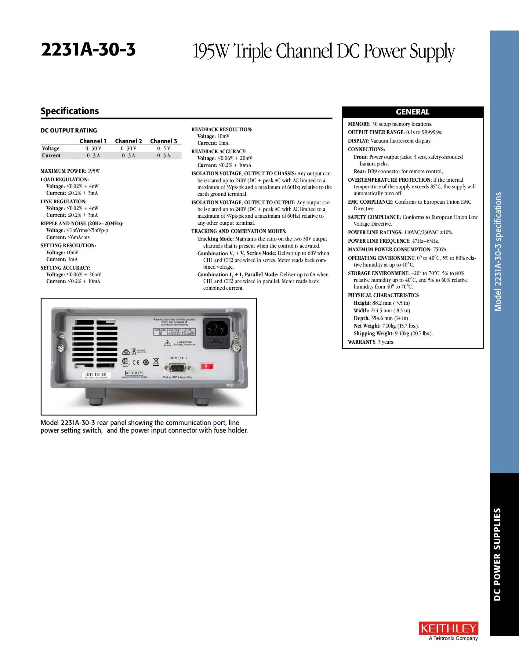 Keithley 2231A-30-3 Multi Channel Programmable DC Power Supply Tektronix DC Source Batteries to Converters Price Contact Us   ytdi