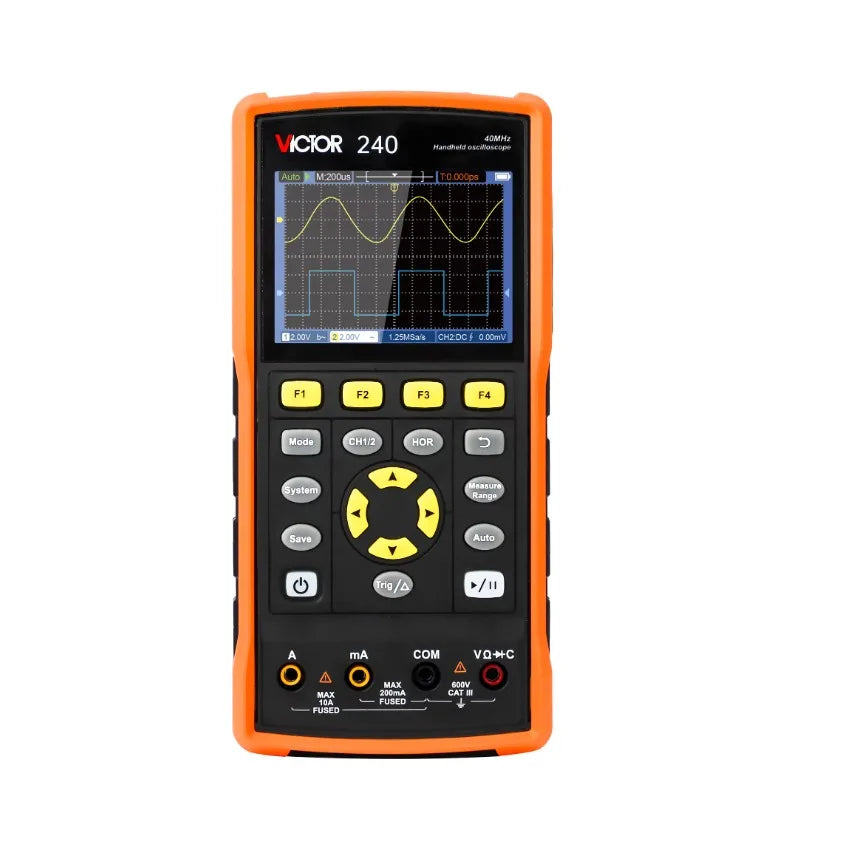 VICTOR 240 Handheld Digital Automotive Oscilloscope with Multimeter Two Channel 40mhz Bandwidth Electronic Meter with USB SCPI   ytdi
