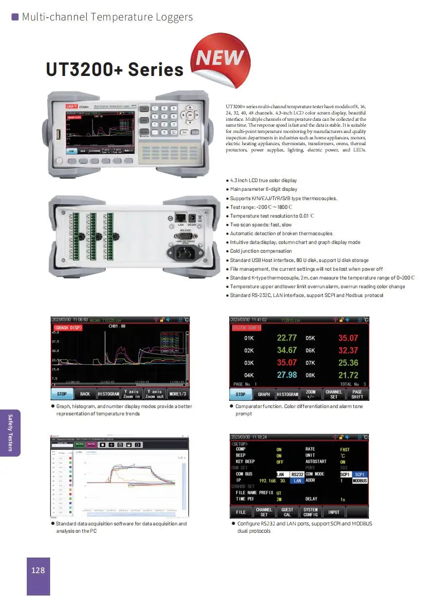 UNI-T UT3232+ UT3224+ UT3216+ UT3208+ UT3248+ UT3240+ High Precision Channel Temperature Tester Desktop Channel Inspection LS    ytdi