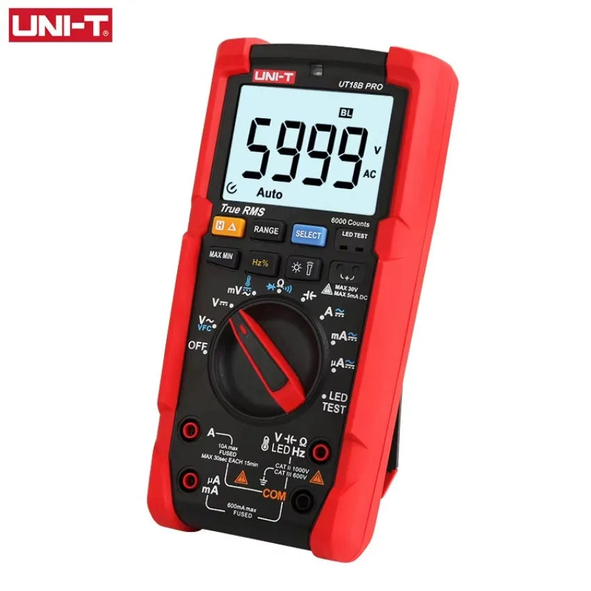 UNI-T UT18B Pro True RMS Digital Multimeter AC DC Voltmeter Ammeter 1000V 10A Capacitance 6mF Frequency 1MHz Auto Range Tester    ytdi