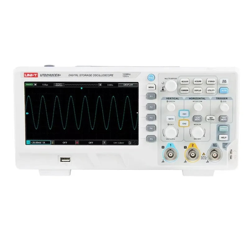 UNI-T UTD2102CEX+ 7-Inch TFT LCD Digital Storage Oscilloscope Portable 100mHz 2 Channels Automotive Oscilloscope with USB 1GSa/S lexso