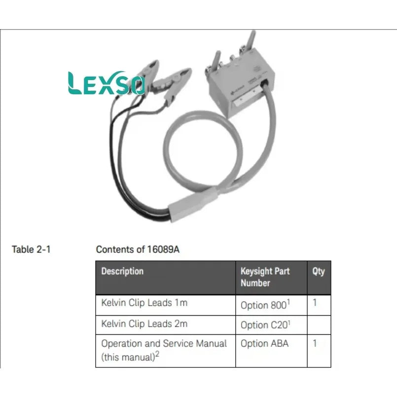 Keysight 16089A Large Kelvin Clip Lead Frequency: 5Hz to 100kHz DC Bias: -42V to +42V 15mm lexso