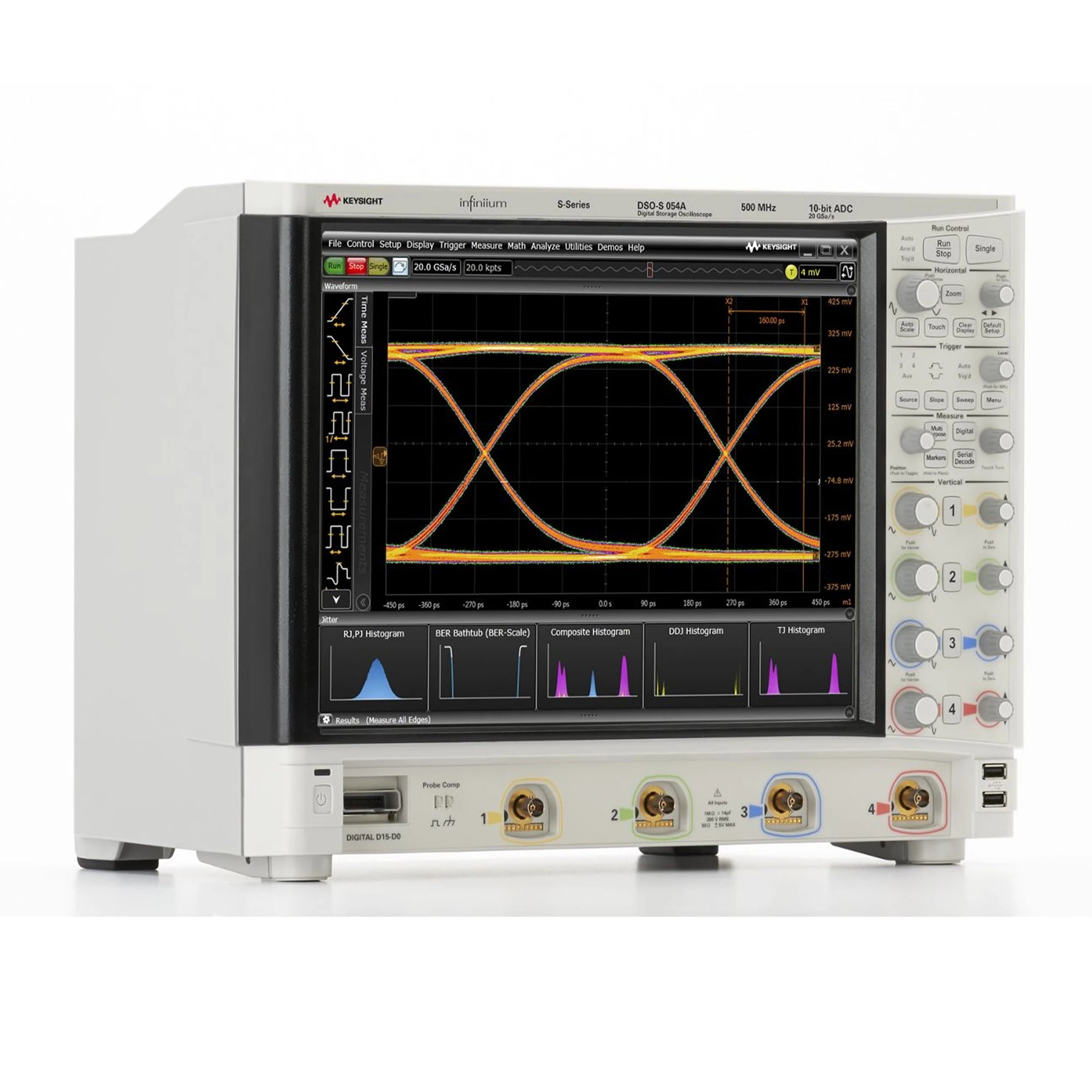 Keysight DSOS054A HD Oscilloscope: 500 MHz, 4 Analog Channels Maximum Memory Depth 8 Million Points Maximum Sampling Rate 20 GSa