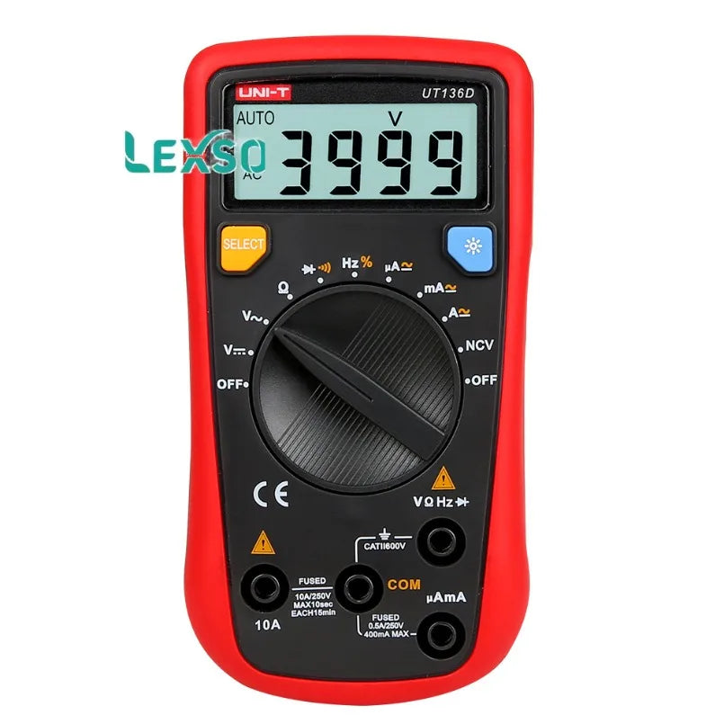 UNI-T UT136D 3999 Count Handheld LCD Digital Multimeter AC DC Voltage Voltmeter Ohm Voltage Tester Meter Multimetro    ytdi