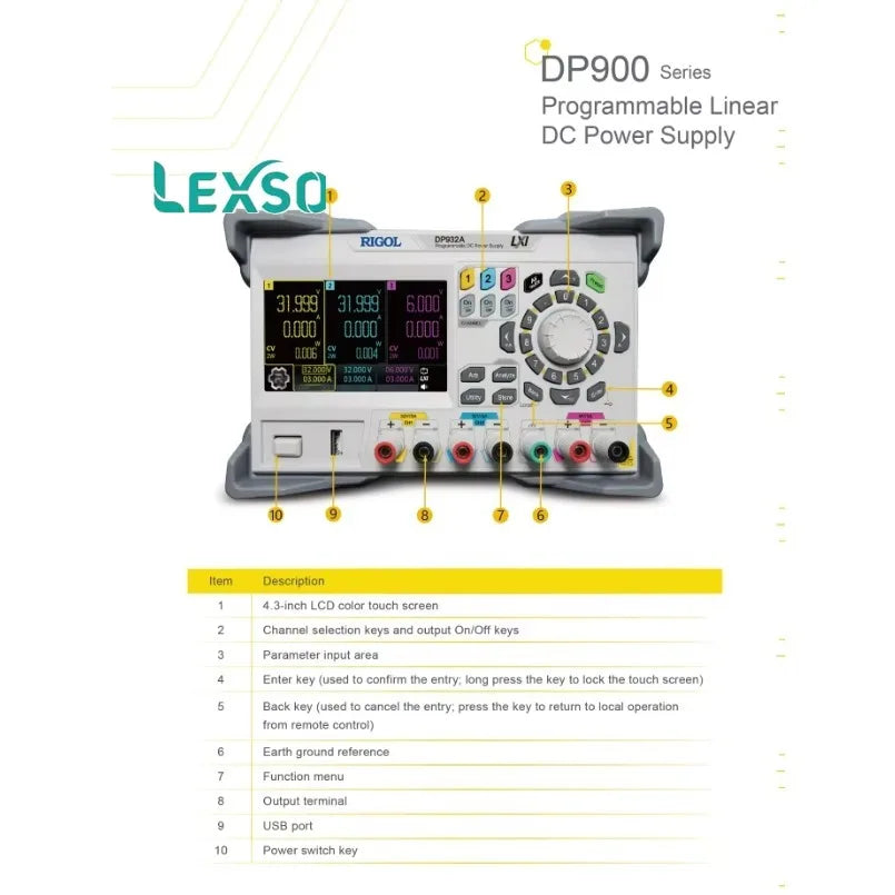 High Power Programmable Linear DC Power Supply Rigol DP932E  Fully Isolated Three Channel  lexso
