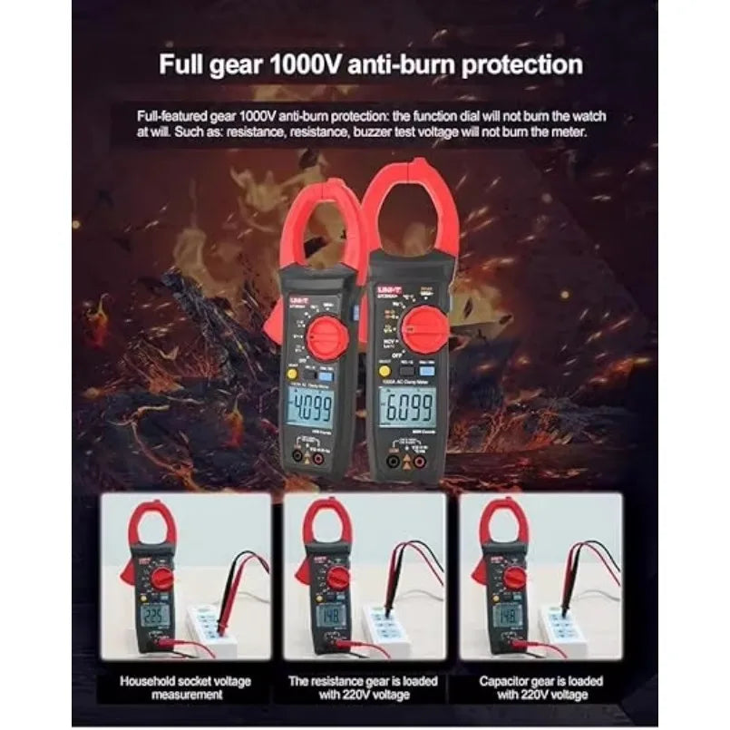 UNI-T Uni-Trend Multimeter clamp Meter UT206A+ Clamp Current Meter Ammeter 1000V Voltmeter Voltage Frequency lexso