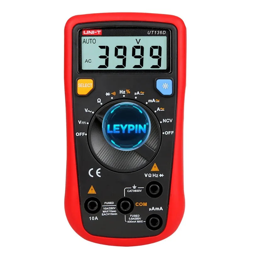 UNI-T UT136D 3999 Count Handheld LCD Digital Multimeter AC DC Voltage Voltmeter Ohm Voltage Tester Meter  lexso