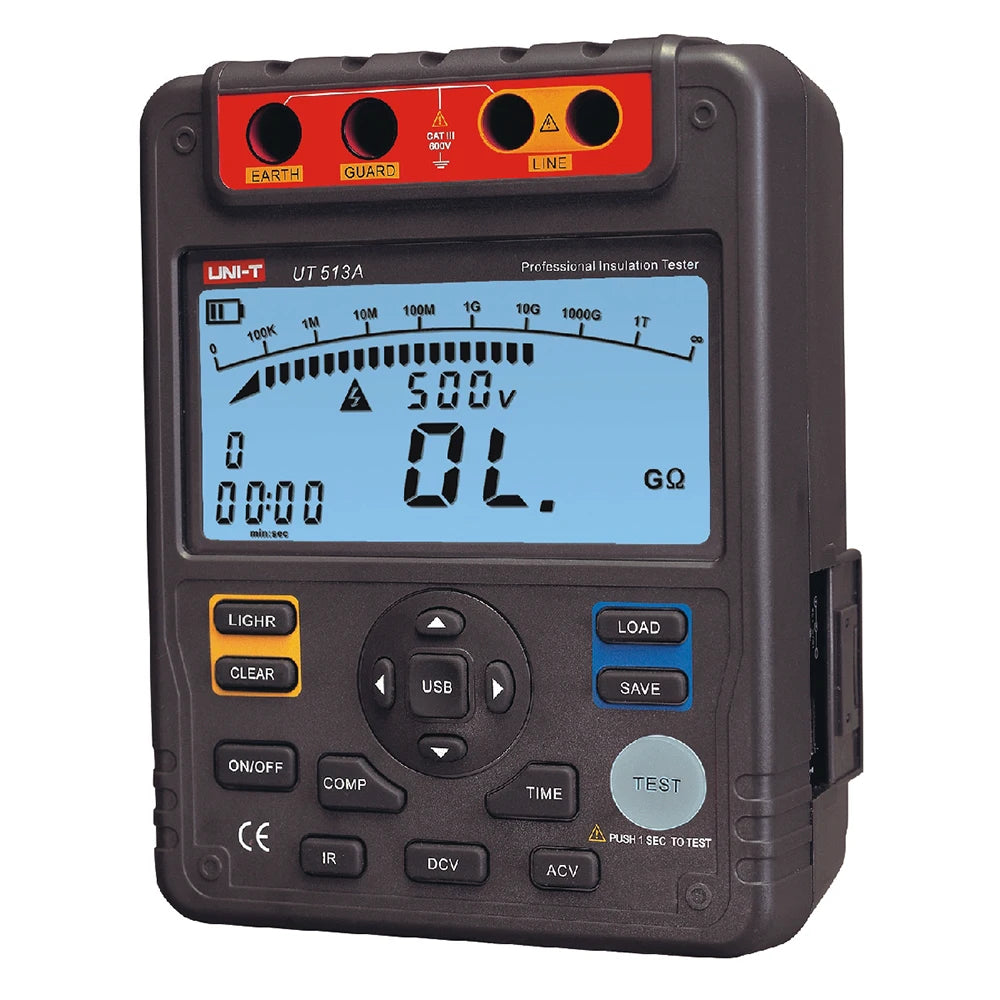 UNI-T UT513A Insulation Resistance Tester 5000V AC DC Voltmeter Automatic Range Digital Megohmmeter LS    ytdi