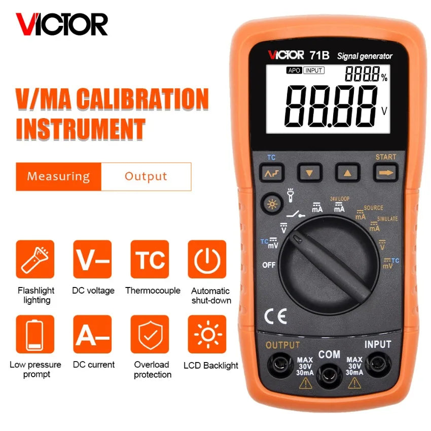 VICTOR VC71B 4-20mA Signal Generator DDS Calibration Current Voltage Signal Pressure Thermocouple Signal Source   ytdi