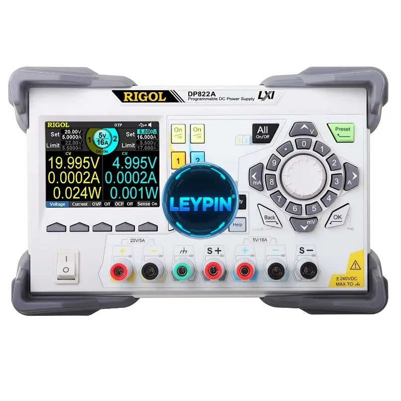 RIGOL DP822A Dual-Channel Programmable Linear DC  Supply (180W, 20V/5A & 5V/16A) with Low Noise     lexso