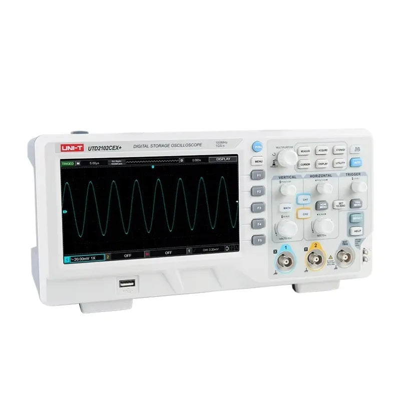 UNI-T UTD2102CEX+ 7-Inch TFT LCD Digital Storage Oscilloscope Portable 100mHz 2 Channels Automotive Oscilloscope with USB 1GSa/S lexso