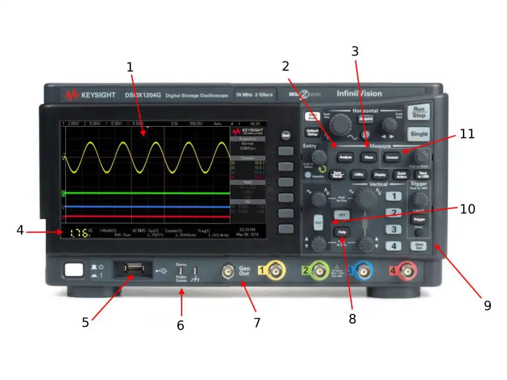 Keysight DSOX1202A DSOX1204G   Digital Oscilloscope  70 MHz   4 Channel   with 20 MHz Function Generator   ytdi