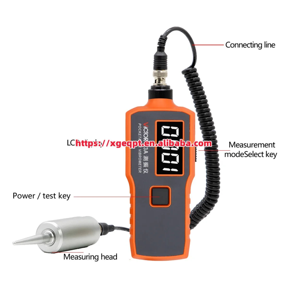 VICTOR 63A Handheld Digital Portable Vibration Meter Low Price 71MM/S Velocity 2000um Displacement Tester   ytdi