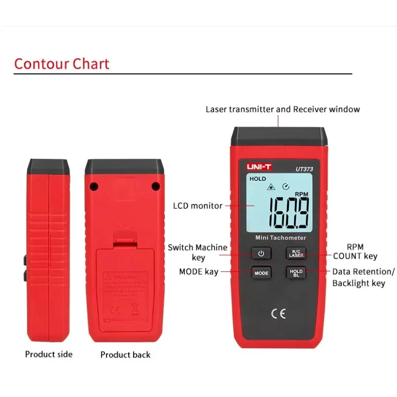 UNI-T UT373 Handheld RPM Meter Tachometer Digital Tachometer Car Gauges Motorcycle Auto GPS Tachometer Professional test lexso