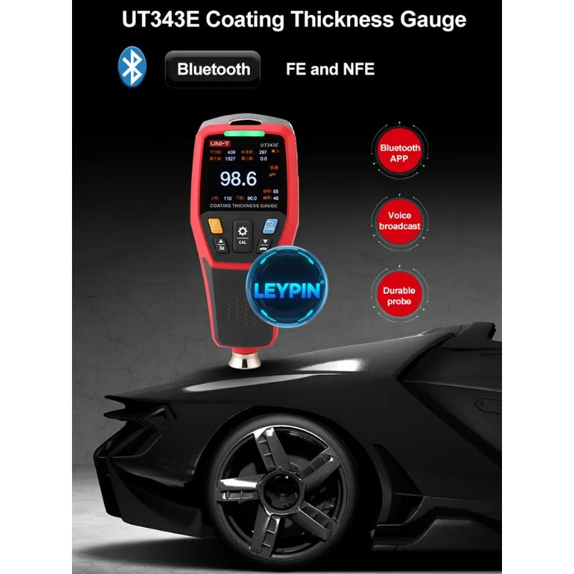 UNI-T UT343E Digital Car Paint Thickness Gauge 2000 Coating Meter Paint Tester with for Bluetooth Flashlight     lexso