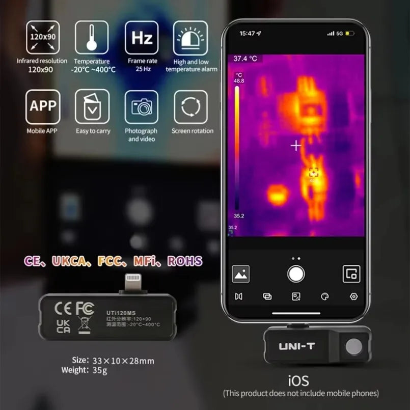 UTI120MS Thermal Imager Phone Thermal Imaging Camera for IOS PCB Circuit Floor Heat Detection lexso
