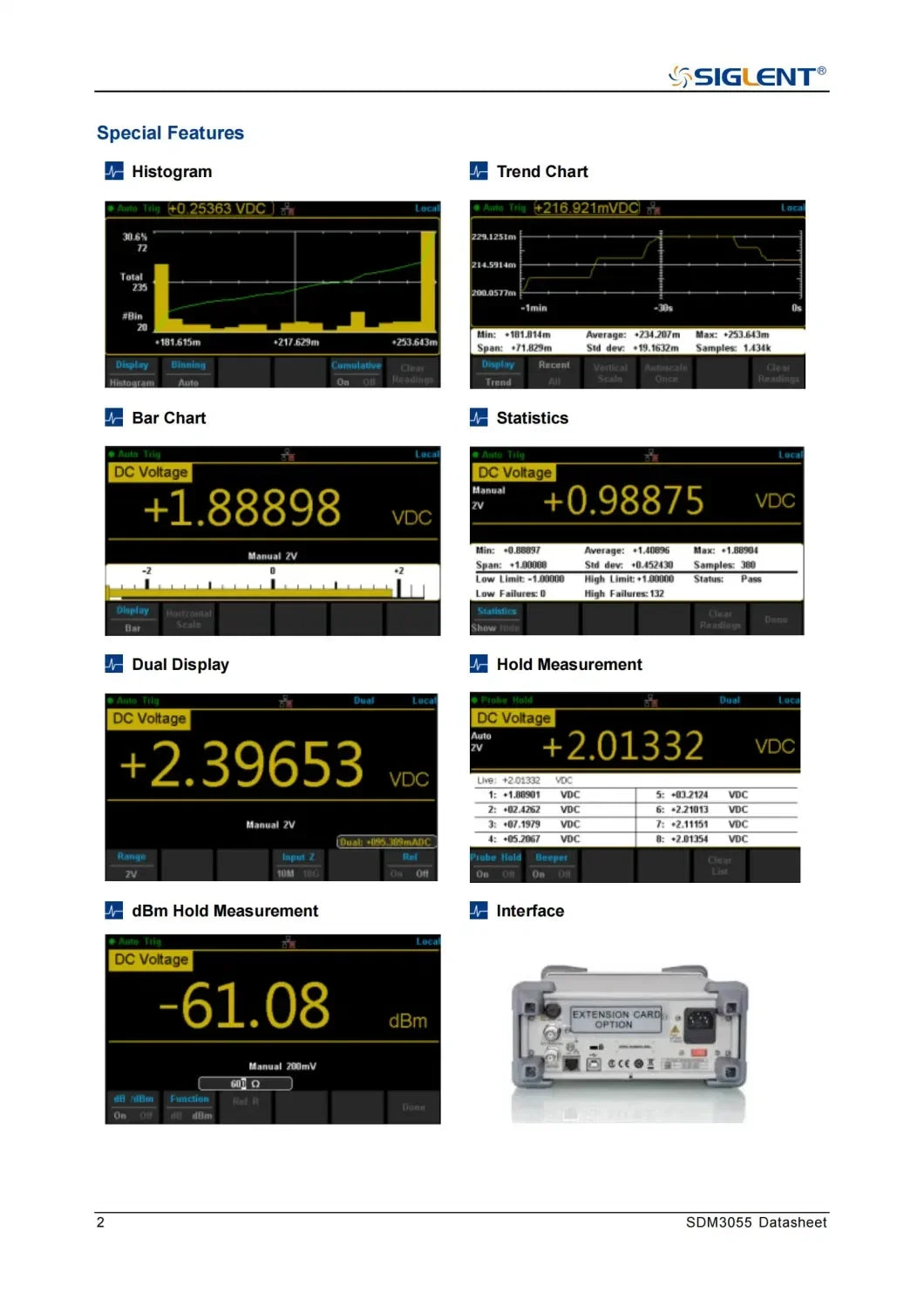 Siglent SDM3055-SC Digits Dual-Display Digital Multimeters 5 1/2 AC / DC / Measure    ytdi