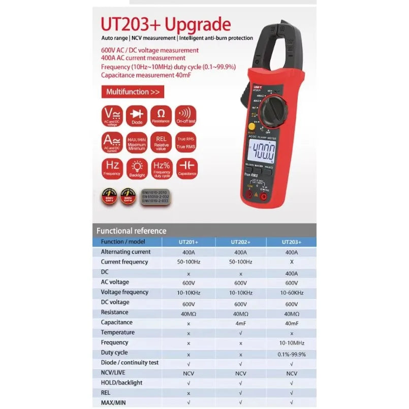 Unit-T Ut203+ Unit Ac Dc Clamp True Rms Professional Mobile Phone Maintenance Capacitor Frequency Mini Clamp 4000 Counts lexso