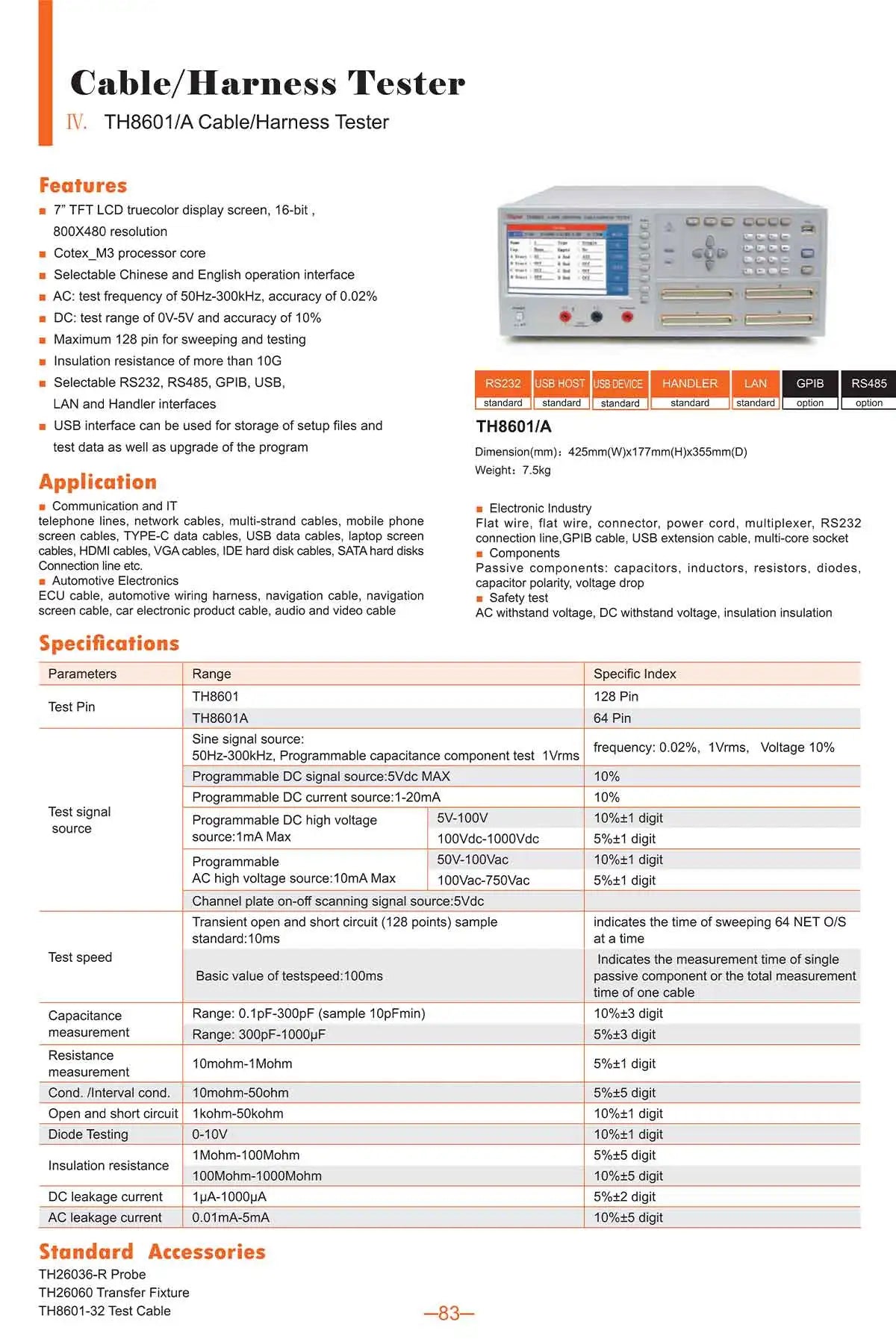 Tonghui TH8601 TH8601A Cable  Harness Tester  ytdi