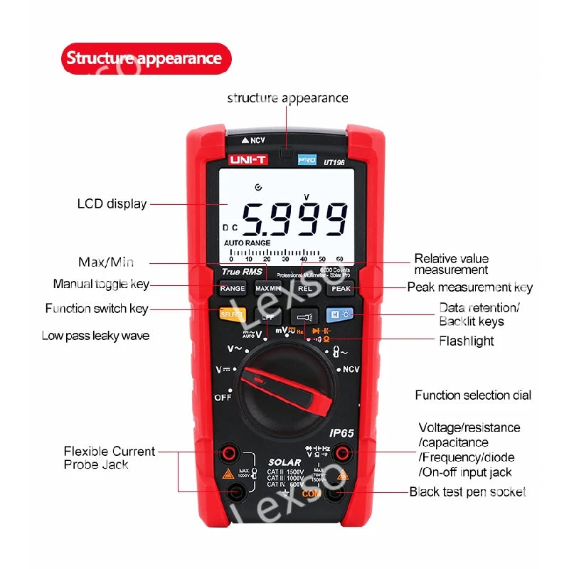 UNI-T UT196 True RMS Solar Digital Multimeter    ytdi