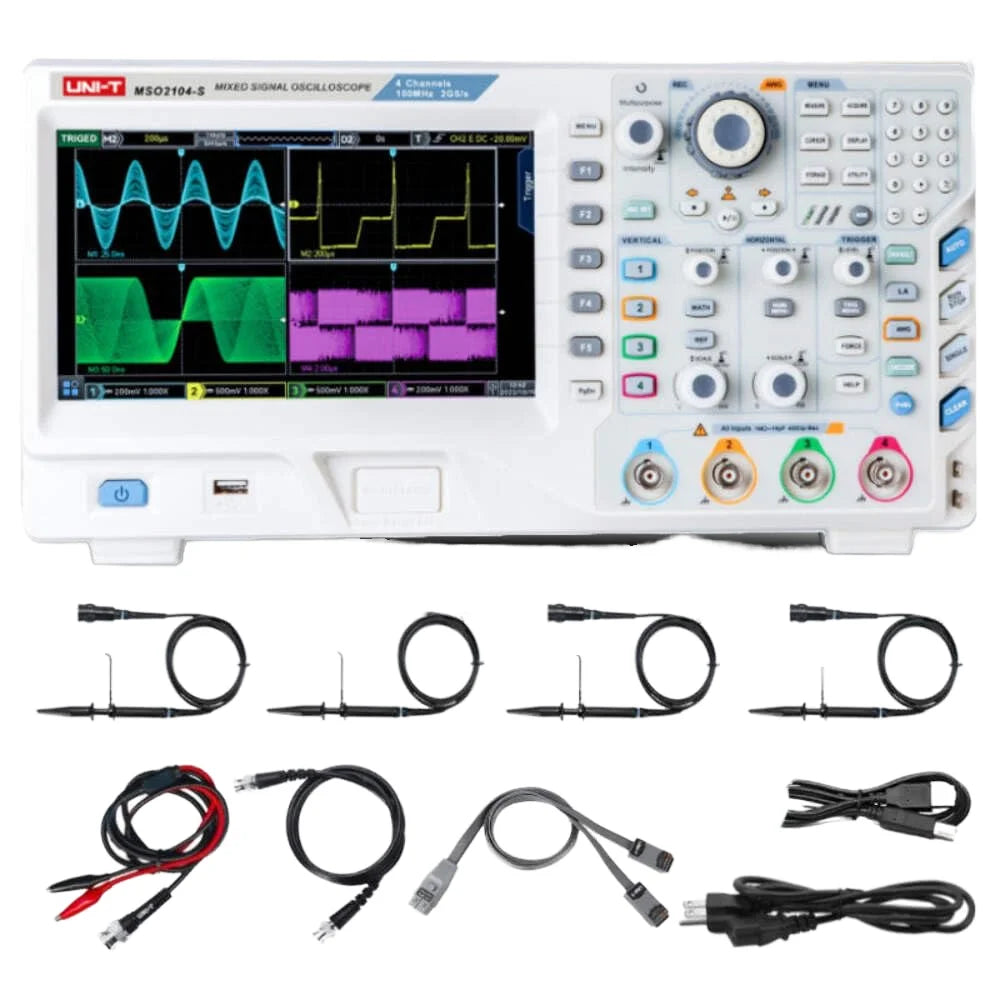 UNI-T MSO2104-S 100MHz Digital Oscilloscope with 4 16Ch MSO and Signal Generator OEM Customizable for Test Instrument