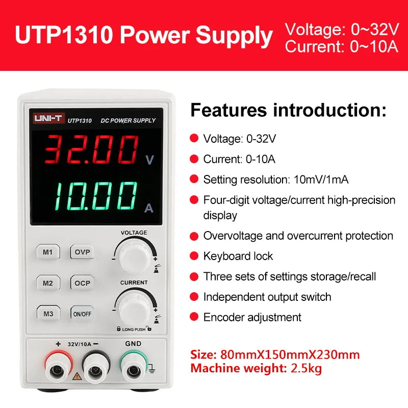 UNI-T UTP1310 320W DC Power Supply Tester 4-bit Voltage Current Display 32V 10A Lab Repair Adjustable for Test Instruments