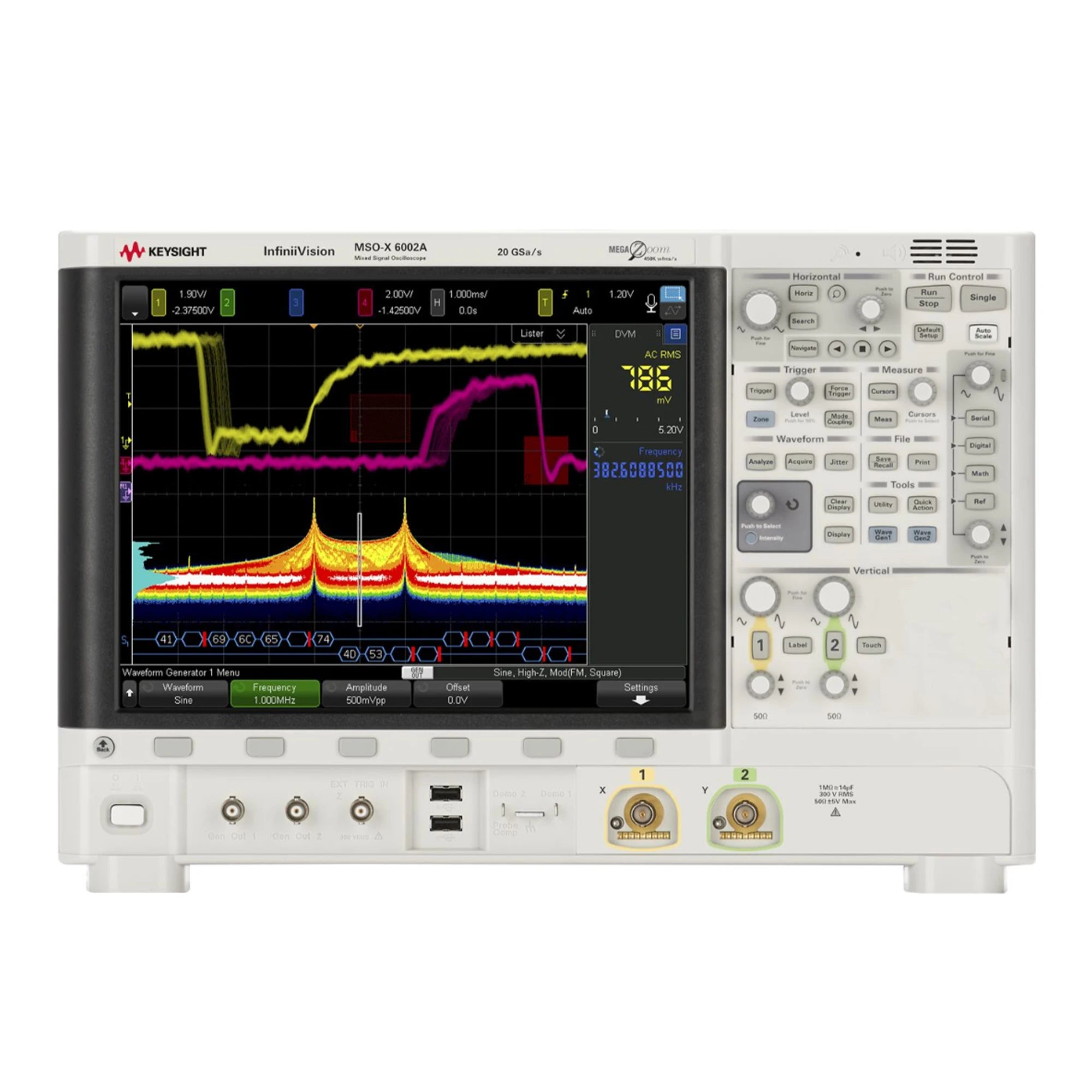 Keysight MSOX6002A Mixed Signal Oscilloscope: 1 GHz - 6 GHz, 2 analog and 16 digital channels