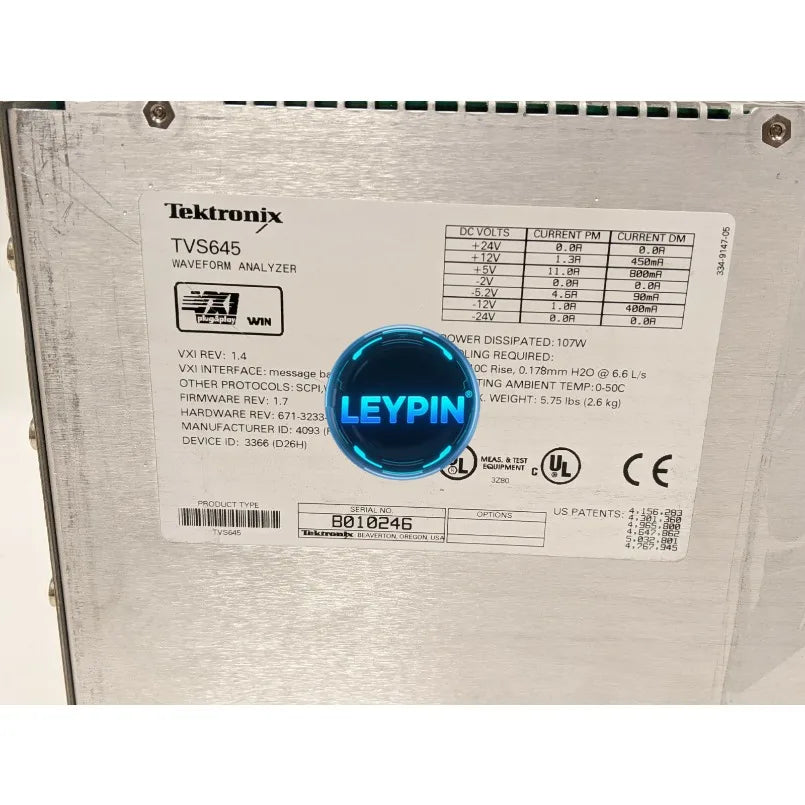Tektronix TVS645 Waveform Analyzer Module Firmware REV: 1.7 VXI REV: 1.4    ytdi