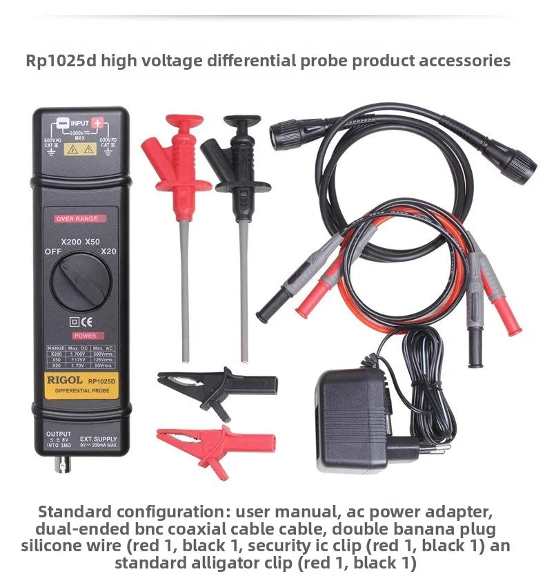 RIGOL 100MHz and 200MHz Oscilloscopes with High Voltage Differential Probe RP1025D/RP1050D/RP1100D Dedicated Probe Bandwidth
