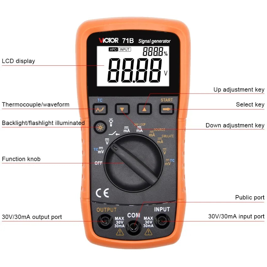 VICTOR VC71B 4-20mA Signal Generator DDS Calibration Current Voltage Signal Pressure Thermocouple Signal Source   ytdi