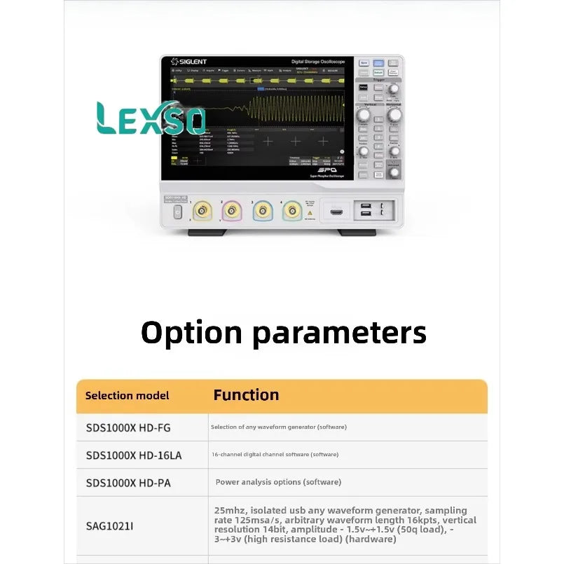 Siglent Oscilloscope options sds1000x hd series accessories software hardware  lexso