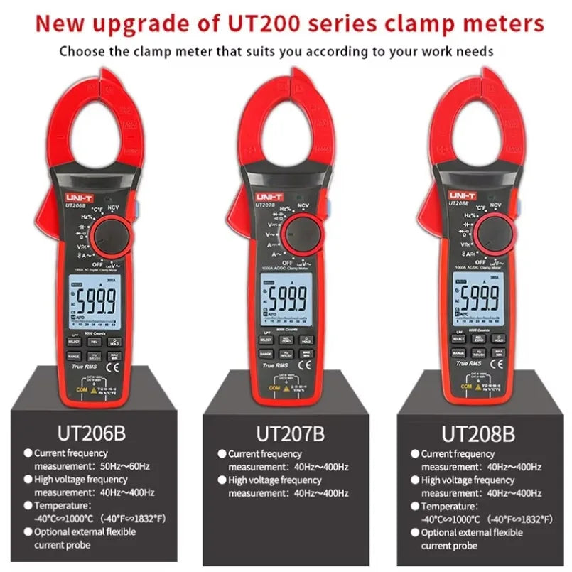 UNI-T True RMS Digital Clamp Meter AC DC Current 1000A 1000V LPF 6000 Count Backlight Flashlight Multimetro Tester UT207B lexso
