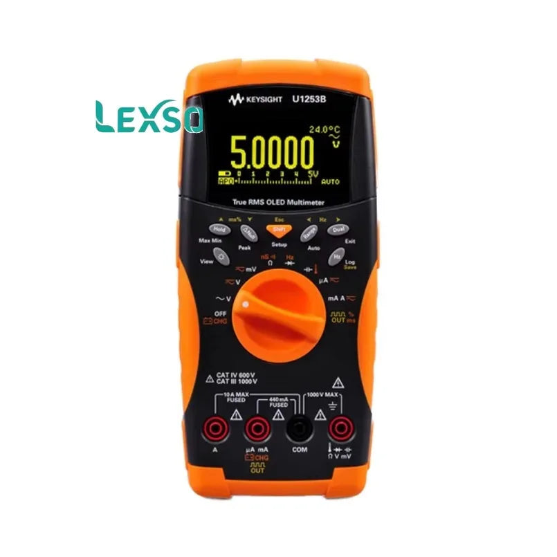 Keysight U1253B Handheld Digital Multimeter 50K counts DMM with OLED display, frequency counter and square wave output. lexso