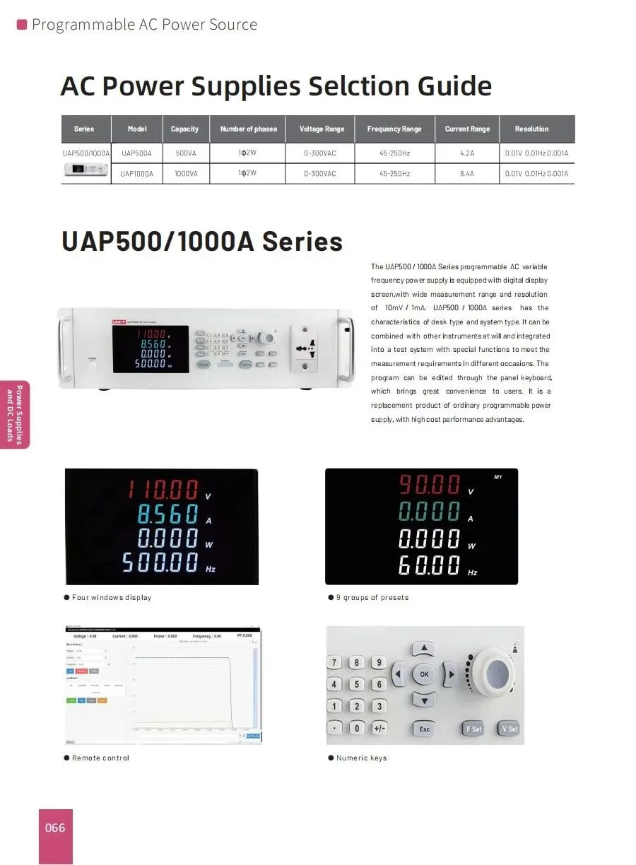 UNI-T UAP500A UAP1000A Programmable AC Power Source 500VA Variable AC Power Supply Max 300V AC Power Supply Price Contact Us    ytdi