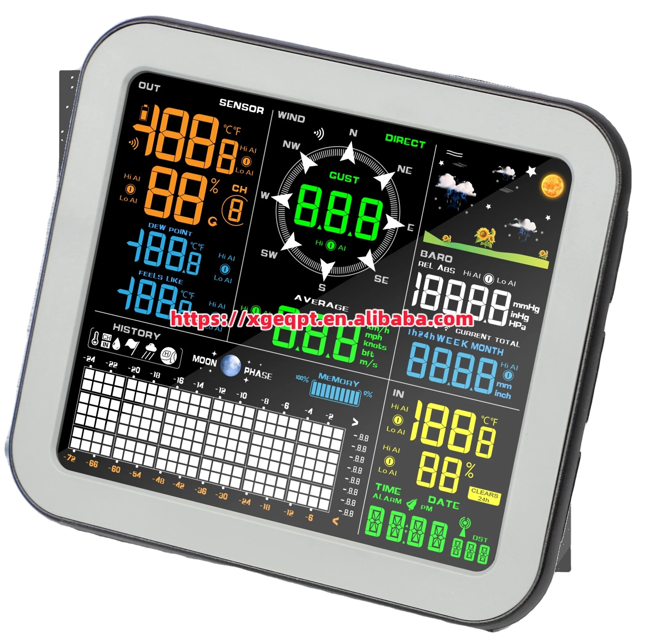 VICTOR 9 in 1 VA Color USB 0345 Weather Station Indoor Outdoor Temperature Humidity Rain Wind  Measuring Weather Forecast   ytdi