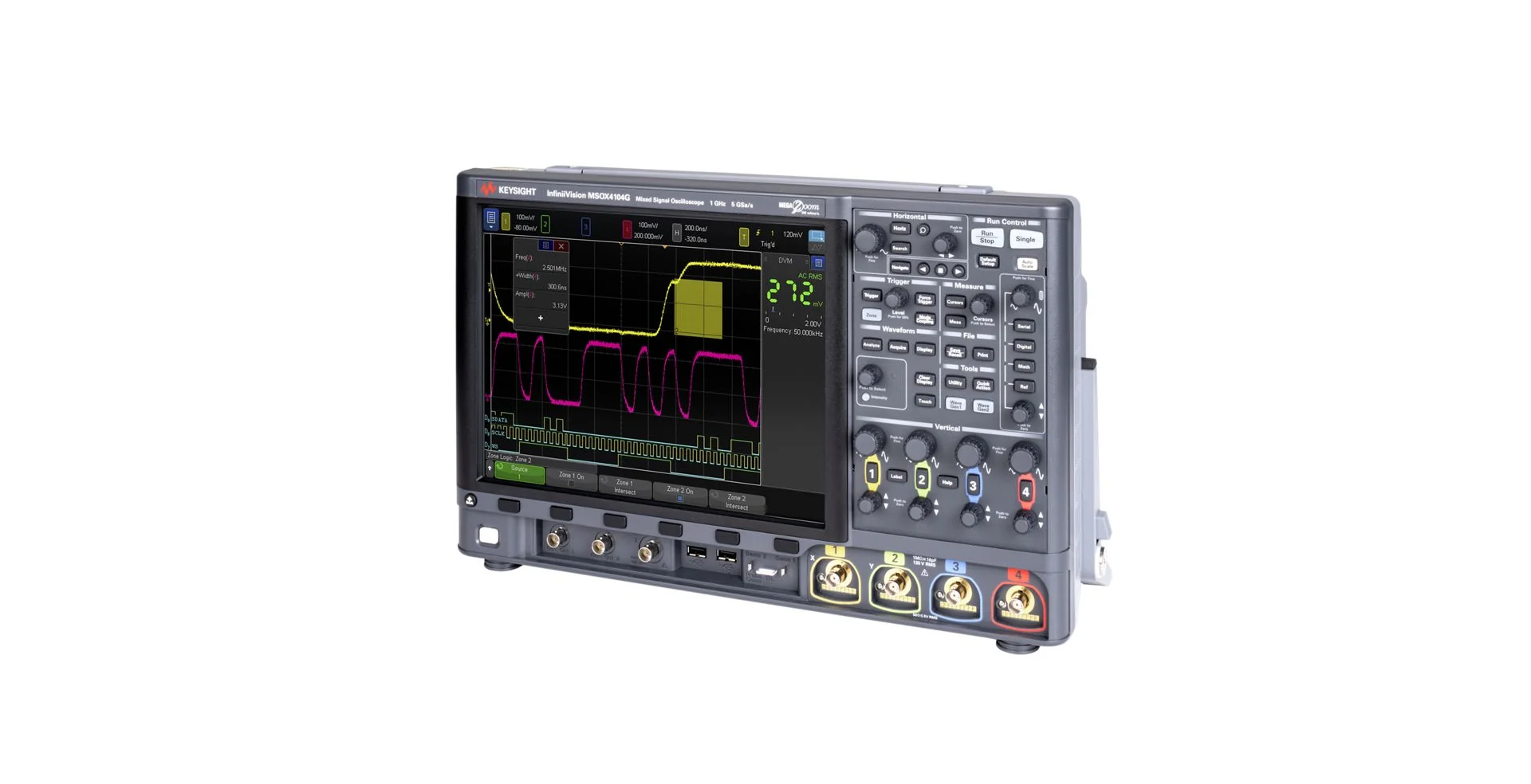 Keysight TTLTES MSOX4154G Mixed Signal Oscilloscope: 1.5 GHz, 4 Analog Plus 16 Digital Channels