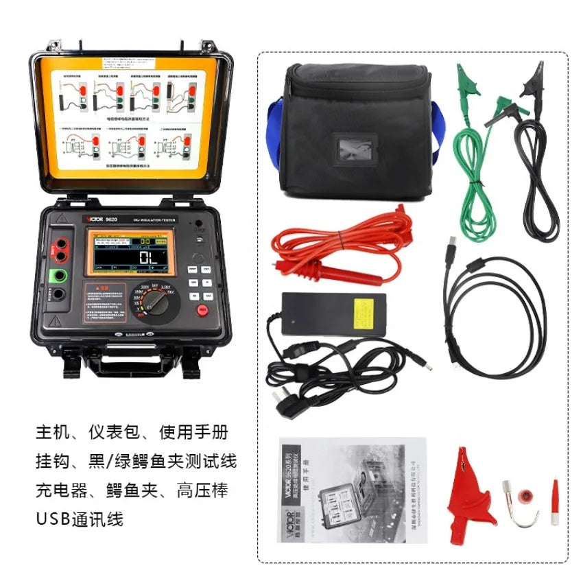 VICTOR 9620C High Voltage RESISTANCE TESTER 250V / 500V / 1000V/2500V/5000V/10KV/15KV LS   ytdi