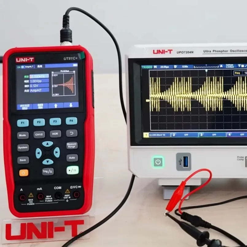 UNI-T UT81C+ Handheld Digital Oscilloscope Transistor Test Multimeter 250MSa/s Sampling Rate 50MHZ Signal Generator Osciloscopio lexso