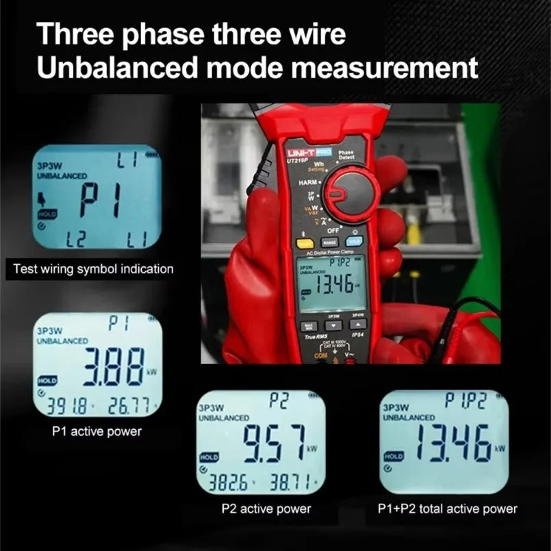 UNI-T UT219P Harmonic Power Clamp Meter 3 Phase Professional Active Apparent Reactive Power Factor Meter Pliers Multimeter lexso