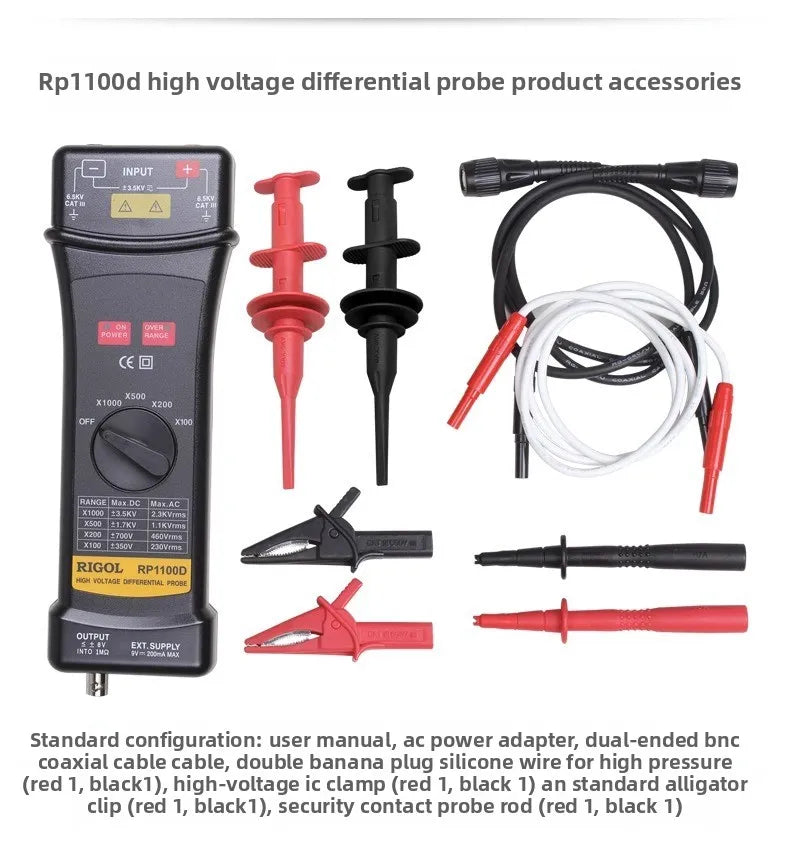 RIGOL 100MHz and 200MHz Oscilloscopes with High Voltage Differential Probe RP1025D/RP1050D/RP1100D Dedicated Probe Bandwidth